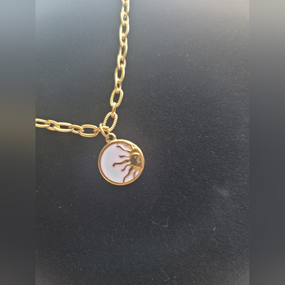 Sun pendant stainless steel necklace